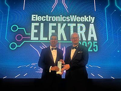 L-R - Dr Faizan Ahmad (Teesside University) and Professor Ondrej Masek (University of Edinburgh).  [Naomi Gabrielle Photography]. Link to Teesside University research team wins national Elektra Award for groundbreaking carbon removal innovation.