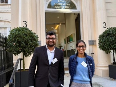 Dr Jinoop Arackal Narayanan with Visiting Professor Dr Lakshmi Lavanya Parimi at Royal Academy of Engineering in London. Link to Leading aerospace specialist brings expertise as visiting professor .