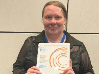 Claire Sedgwick, Senior Impact and Engagement Manager with the Bronze NCCPE Award. Link to Claire Sedgwick, Senior Impact and Engagement Manager with the Bronze NCCPE Award.