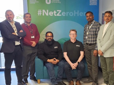 The Teesside University and AmbaSat team involved in the project . Link to Assessing a practical monitoring service for the emerging green hydrogen sector.