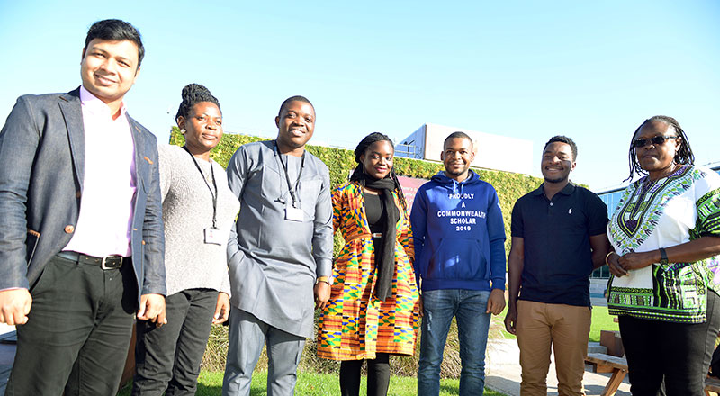 Teesside University's seven Commonwealth Scholars.