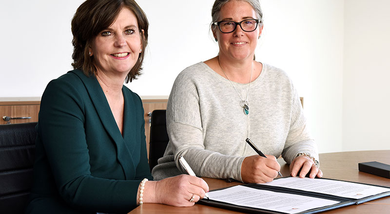 Professor Jane Turner OBE DL, Pro Vice-Chancellor (Enterprise and Business Engagement), pictured with Sue Lyster, ILM London