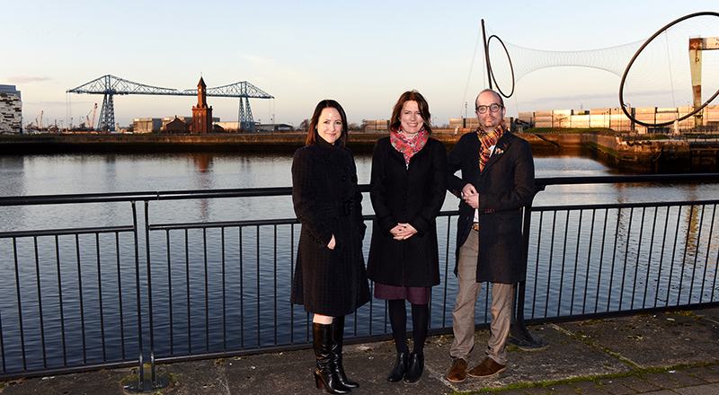 From left - Chris Smith, Executive Director of Service Delivery and Development at Thirteen Group; Professor Natasha Vall, Associate Dean (Research and Innovation) in the School of Social Sciences, Humanities & Law; and, James Beighton, Executive Director of Tees Valley Arts.