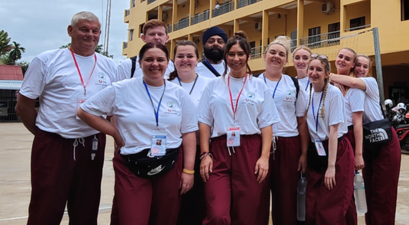 Graham Patrick Jones, Senior Lecturer in the School of Health and Life Sciences; Ajmair Singh, Bethany Edgerley, Emma Jayne Hunt, Ellie Moon, Tallulah Emily Andrew, Sydney Tegan Scoulas-Bonner, Lyndsey Harris, Milly May Grange, Owen Joseph Powson (second year Nursing and Health students