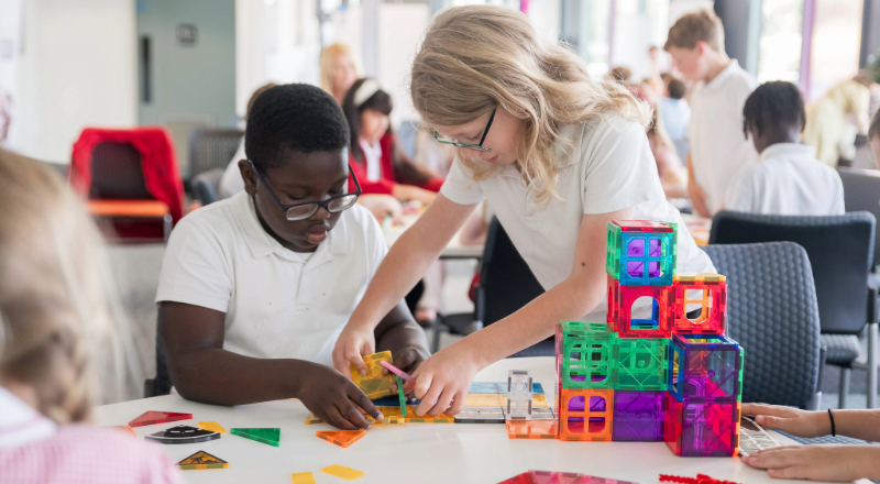 Young people taking part in activities at the STEM Net Zero event