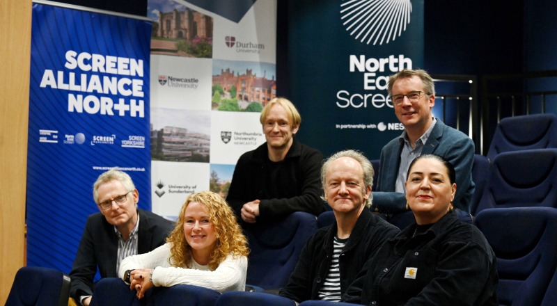 Jonathan Long, Director of the Centre for Visual Arts and Culture, Durham University; Gayle Woodruffe, Operations Director, North East Screen; Ian Fenton, Senior Lecturer in Film & Television Production, Teesside University; Catriona McAvoy, Education Partnerships Manager, North East Screen; Lawrence Brannon, Associate Head of School, Film and Media, Sunderland University; Neil Percival, Co-Director of Cultural Partnerships, Northumbria University