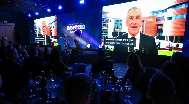 Professor Paul Croney OBE, Teesside University Vice-Chancellor and Chief Executive, has been given the Inspirational Leader award at the Northern Echo's BUSINESiQ Awards. Link to Professor Paul Croney OBE, Teesside University Vice-Chancellor and Chief Executive, has been given the Inspirational Leader award at the Northern Echo's BUSINESiQ Awards.