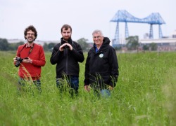 Dr Ambroise Baker, Ed Hearn and Chris Francis at RSPB Salthome