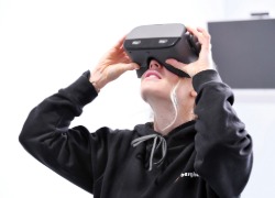 Student using emerging technologies in the classroom