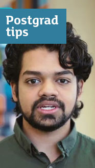 Watch our postgrad tips - a member of staff at an open day