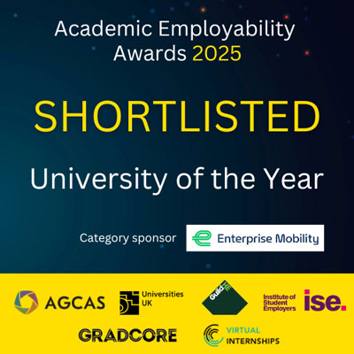 Shorlisted University of the year at Academy employability Awards 2025 logo