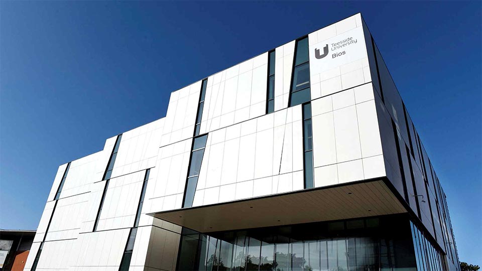 BIOS building at Teesside University, supporting life sciences and healthcare research