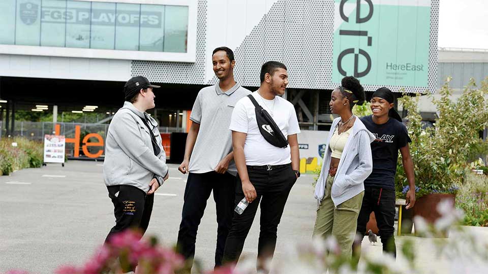 Students at Here East, Teesside University London