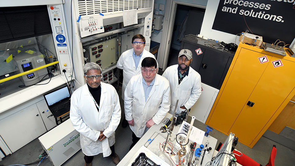 Staff and KTP students working in a Net Zero Hydrogen lab