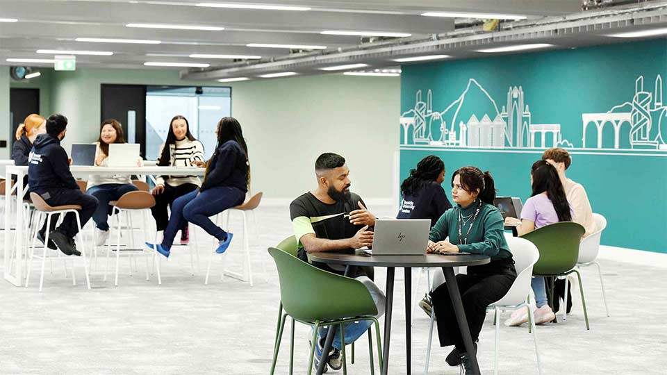 Interior of the Here East campus at Teesside University London