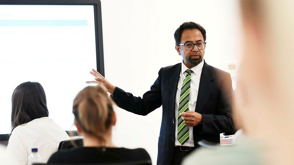 University lecturer giving a talk