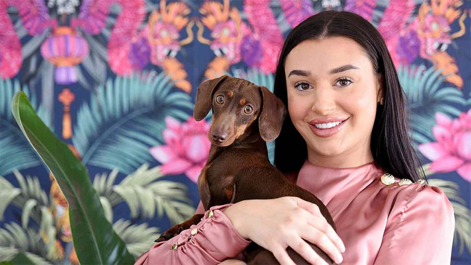 Talene Beyaslian with a dog