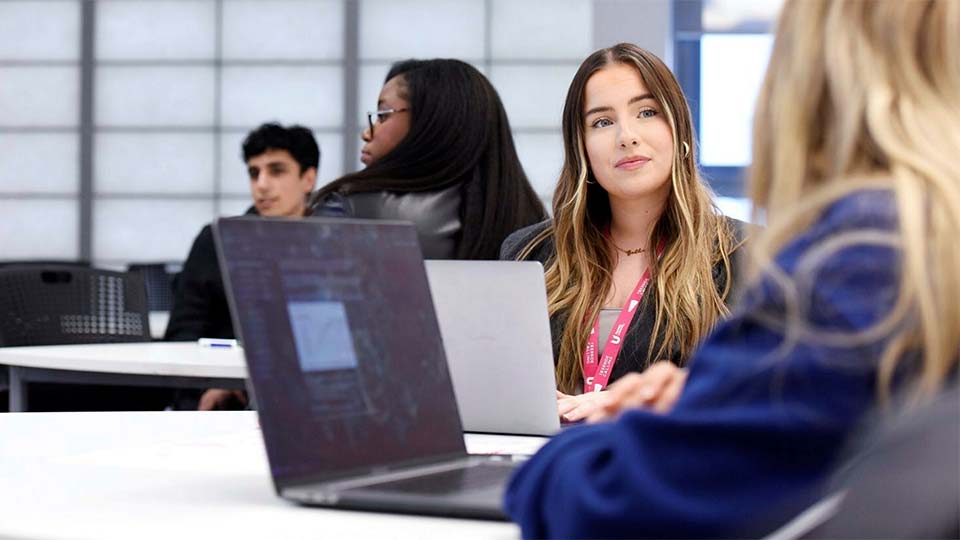 Students at a lecture at Teesside University