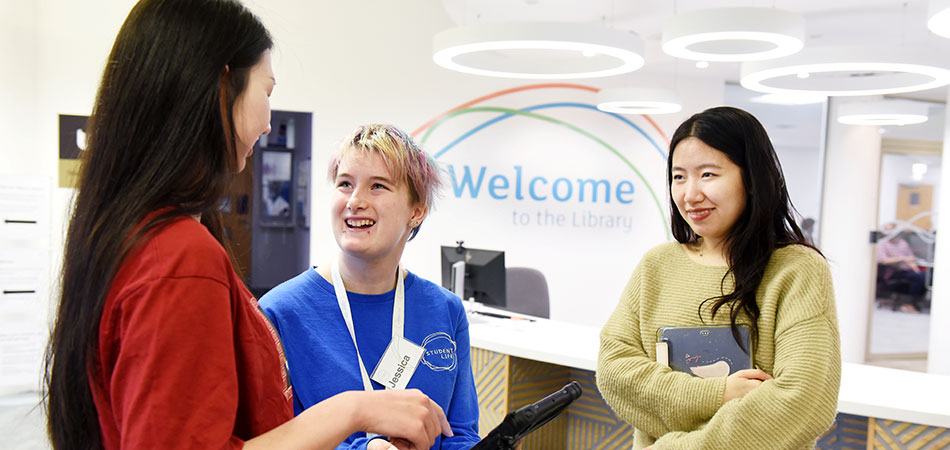 International students in The Library, The Curve, Themis
