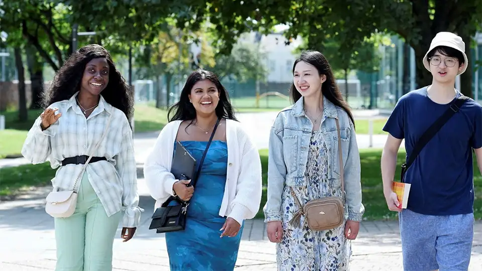 International students on campus