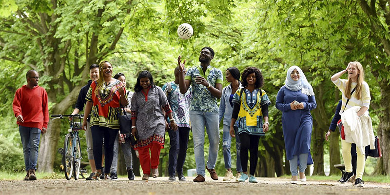 International students enjoying time together in Albert Park, Middlesbrough