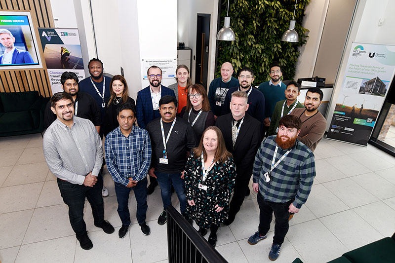 A group of members of Net Zero team inside Net Zero Industry Innovation Centre