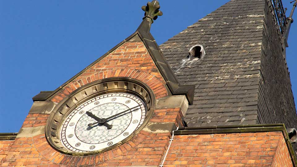 Waterhouse Building clock tower at Teesside University