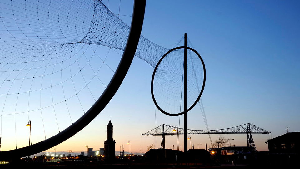 Teesside skyline featuring Transporter Bridge and Temenos