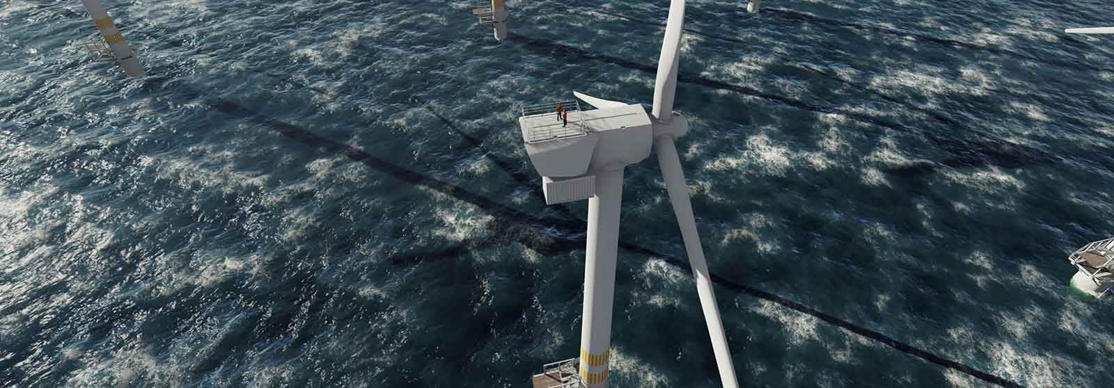 Two offshore workers on the top of the windmil