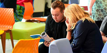 Attendees and ambassadors during Open Day