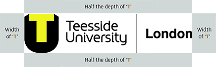 Teesside University London logo with exclusion zones