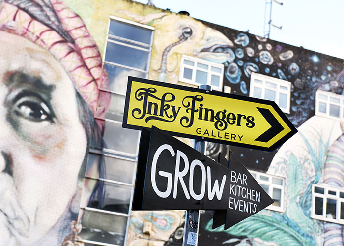 Outsie signals and wall drawings at Teesside University London